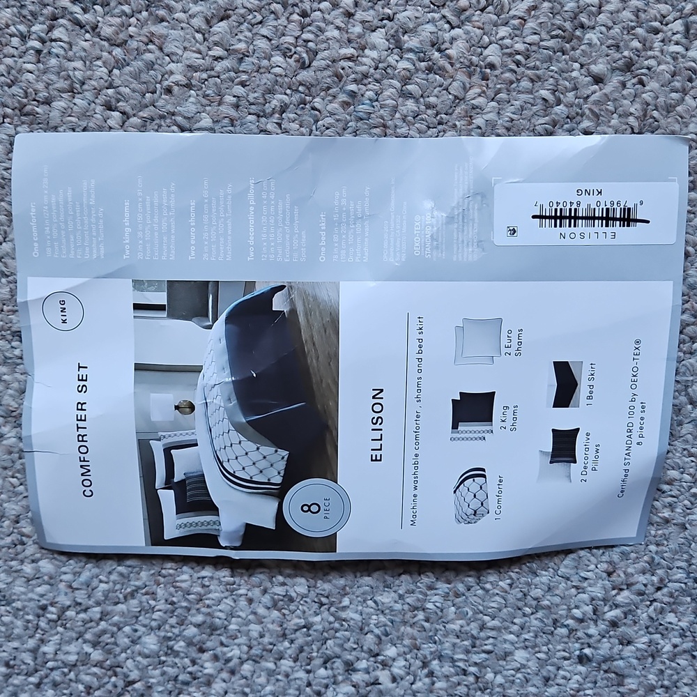 New Ellison 8pcs Navy and White Bedding Set - Picture 8 of 10